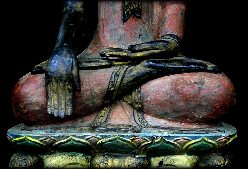 Extremely Rare 18C Wood Ava Burma Buddha #BB064